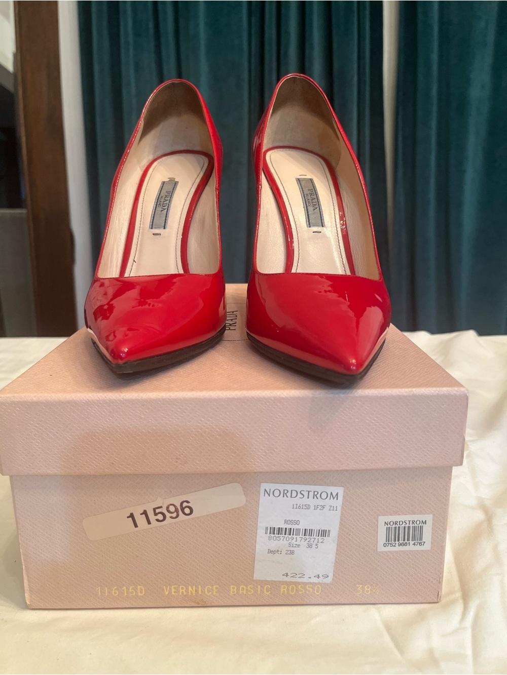 Prada Red Patent Pointed-Toe Pumps - Picture 2 of 7